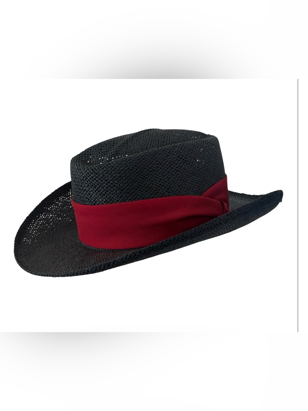 Summer Hat styled with a contrasting vibrant red fabric band made in USA